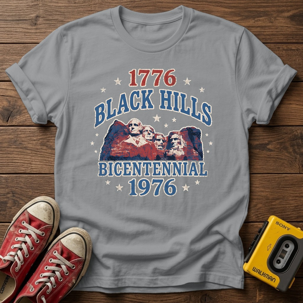 Black Hills Bicentennial T-Shirt — Sport Grey wood flat-lay