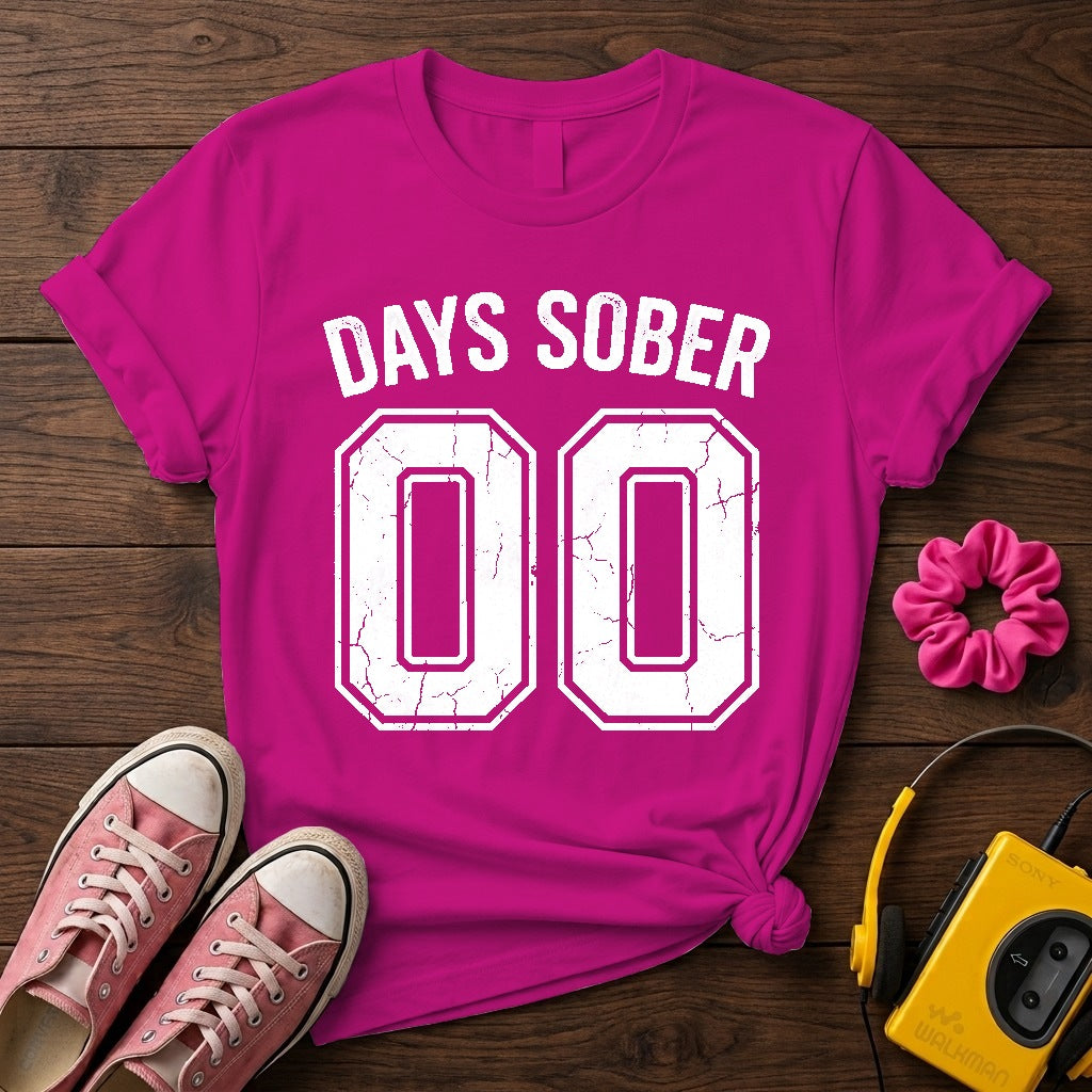Days Sober 00 Women's T- Shirt — Berry wood flat-lay