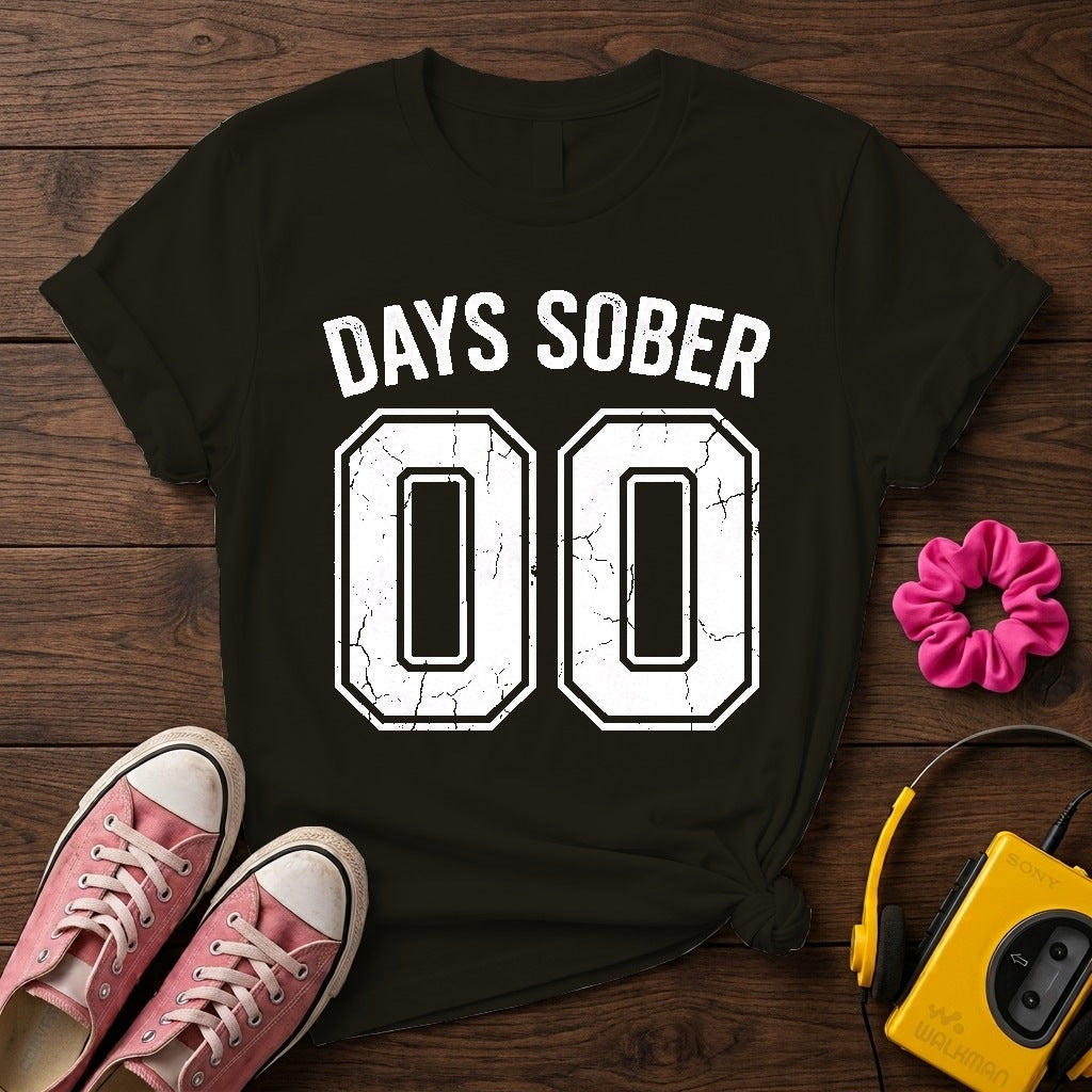 Days Sober 00 Women's T- Shirt — Black wood flat-lay