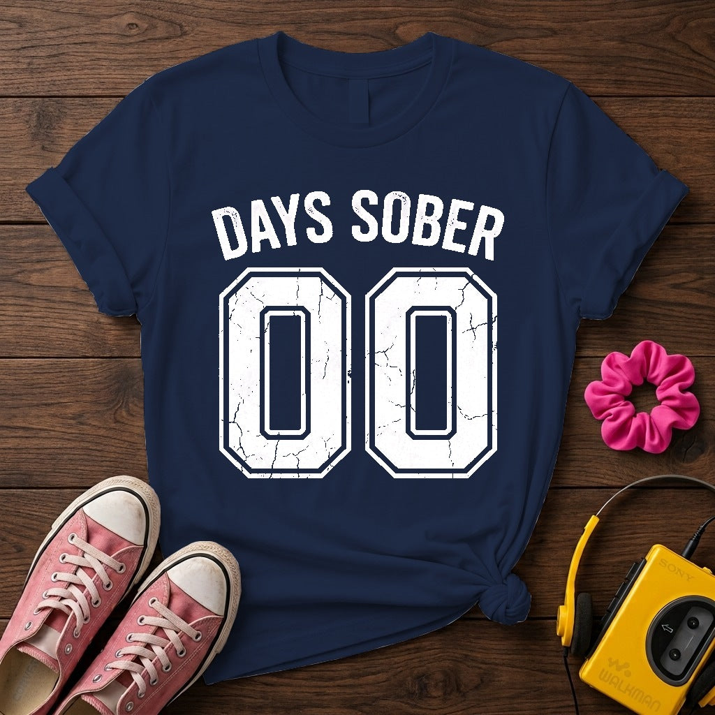 Days Sober 00 Women's T- Shirt — Navy wood flat-lay