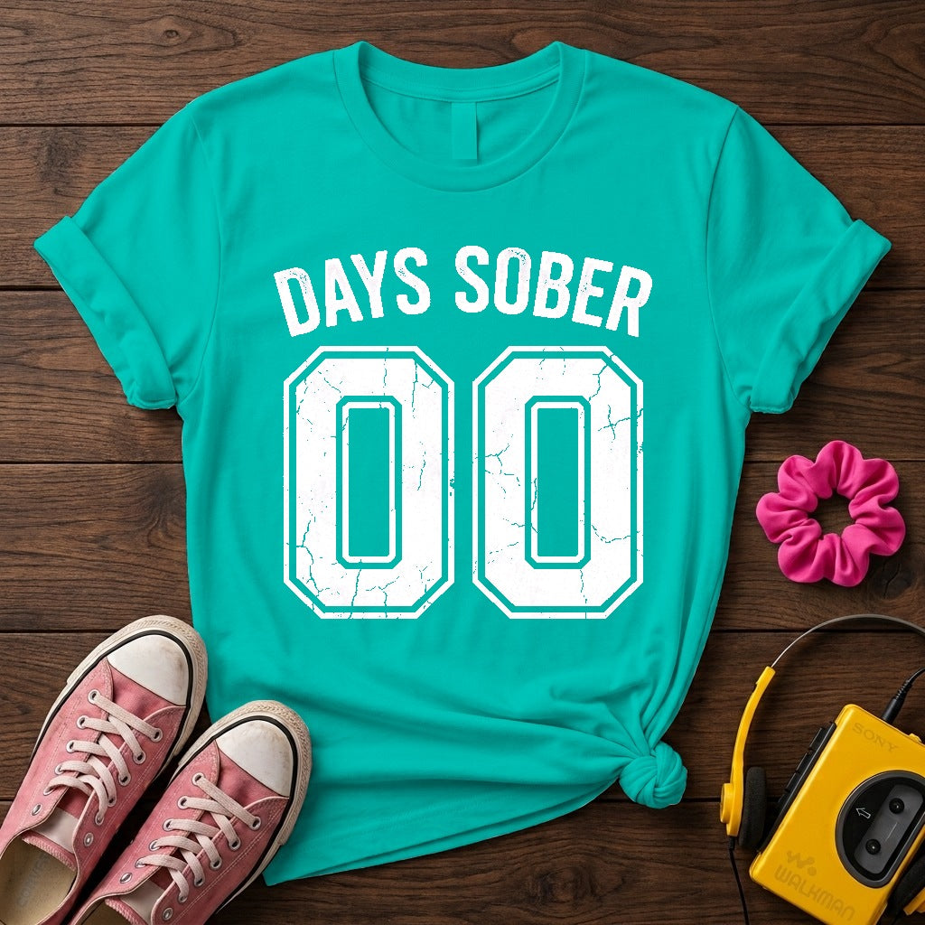 Days Sober 00 Women's T- Shirt — Teal wood flat-lay