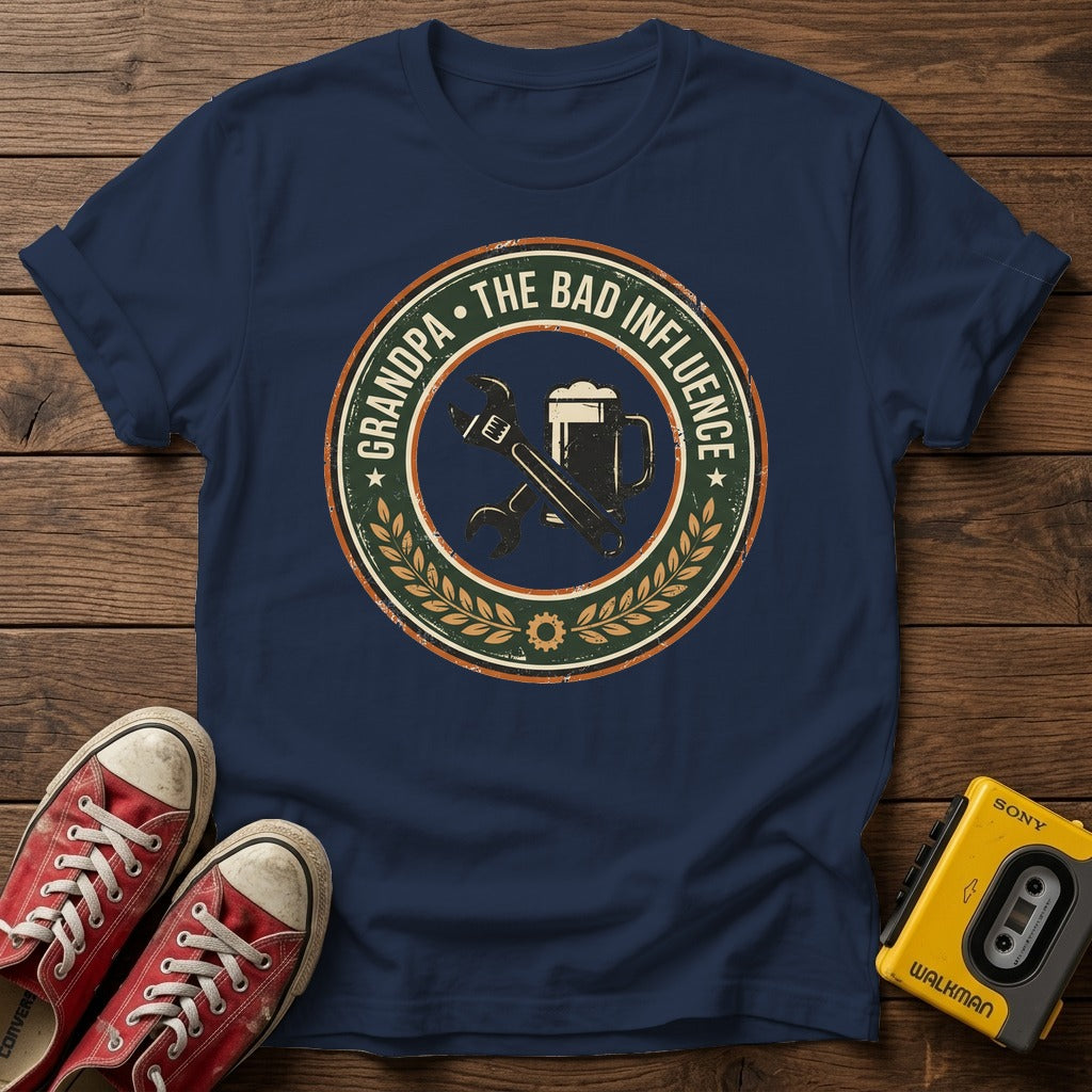 Navy wood flat-lay