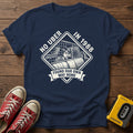 Retro Diner Badge T-Shirt — Navy wood flat-lay
