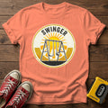 Swinger Swing Set T-Shirt — Heather Orange wood flat-lay