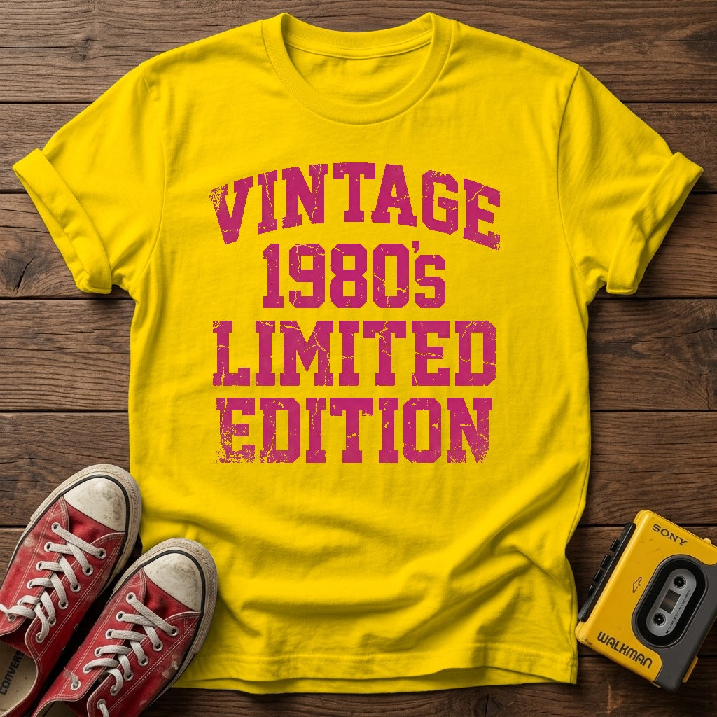 Vintage 1980s Limited Edition T-Shirt — Daisy wood flat-lay