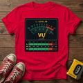 VU Meter Graphic T-Shirt — Red wood flat-lay