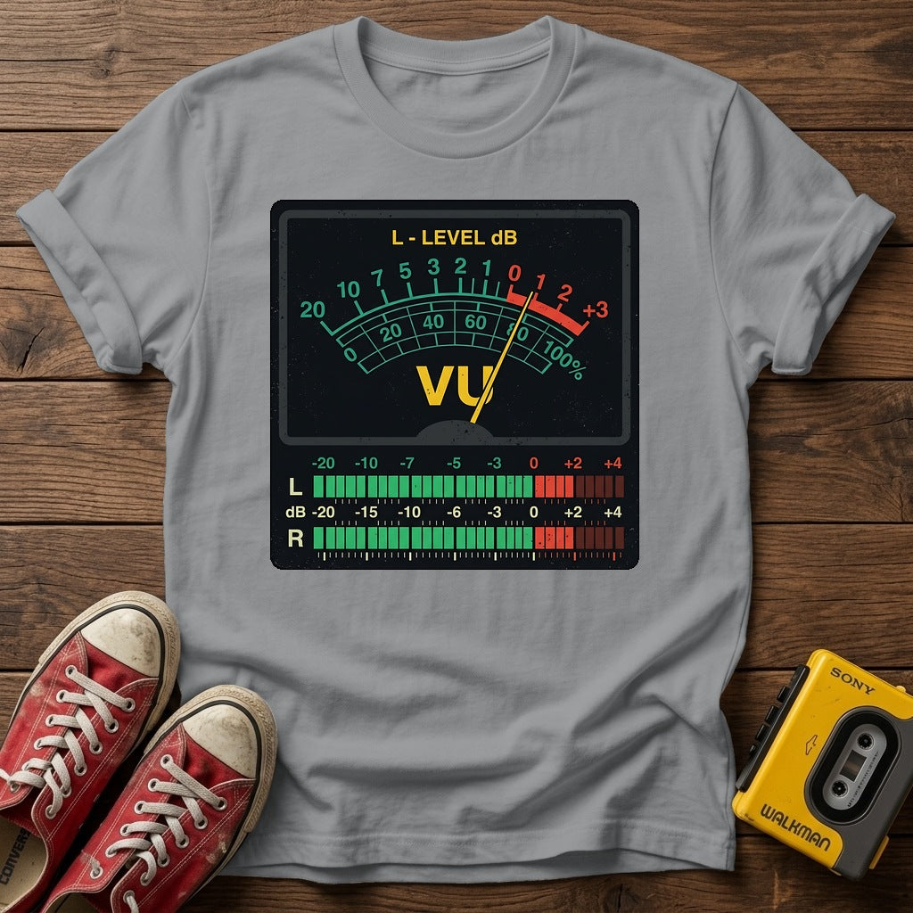 VU Meter Graphic T-Shirt — Sport Grey wood flat-lay