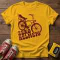 Zero Helmets Bicycle T‑Shirt — Gold wood flat-lay